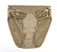 Hi-Cut Satin Panty with Ruched Accents Beige M