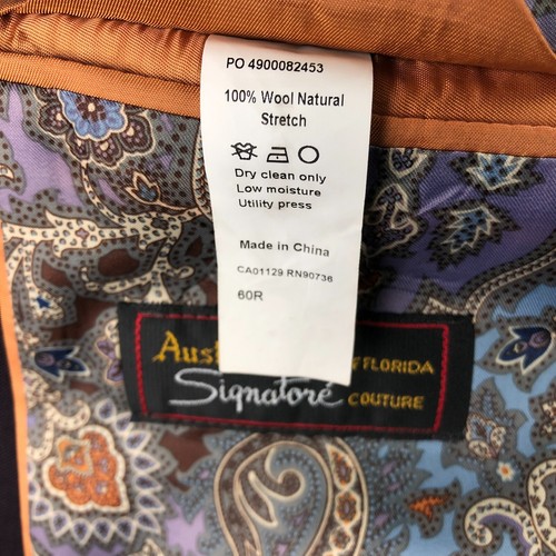 Tallia Men’s 100% Wool 2-Button Blazer Jacket Paisley Liner Wine Purple • 60 R - Picture 4 of 9