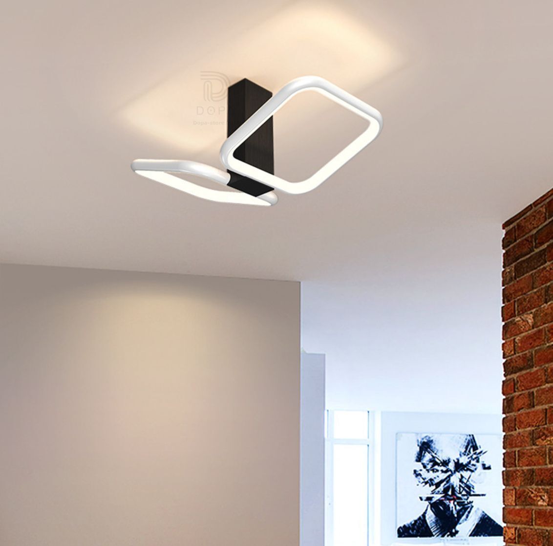 Plafoniera Design Moderno LED 20W Doppio Quadrato Soffitto Interno