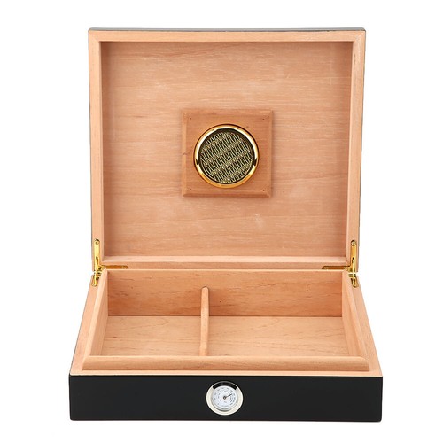 Mini Humidor Cigar Box Vintage Wooden Cigarette Container Storage Case (Black) - Picture 3 of 9