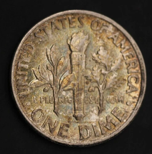 1962   Roosevelt  Dime UNC/AU Toning Rainbow