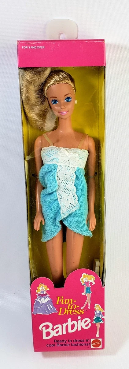 Fun To Dress Barbie Doll 3240 Vintage 1992 Blue Bath Towel eBay