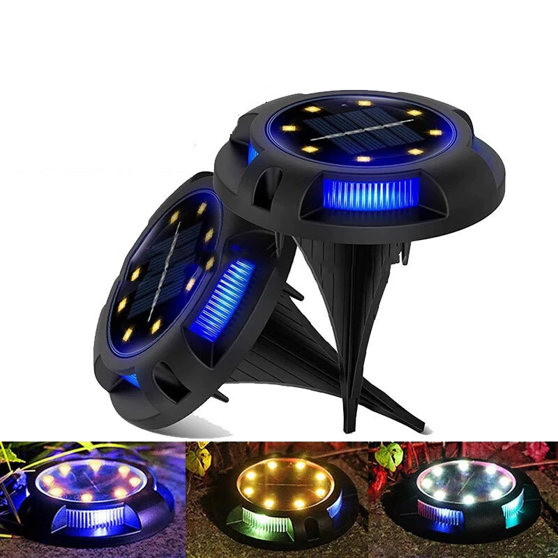 4 Pack Solar Ground Light 12LED White Solar Outdoor Lights Disk Light Waterproof