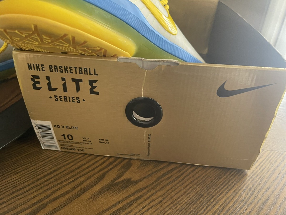 NIKE KD 5 Elite Playoffs Home White Blue Yellow Basketball  display picture 3