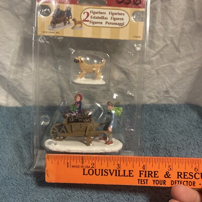 Lemax 2 Figurines #82596 Kids With Wheelbarrow & Dog 002 | eBay