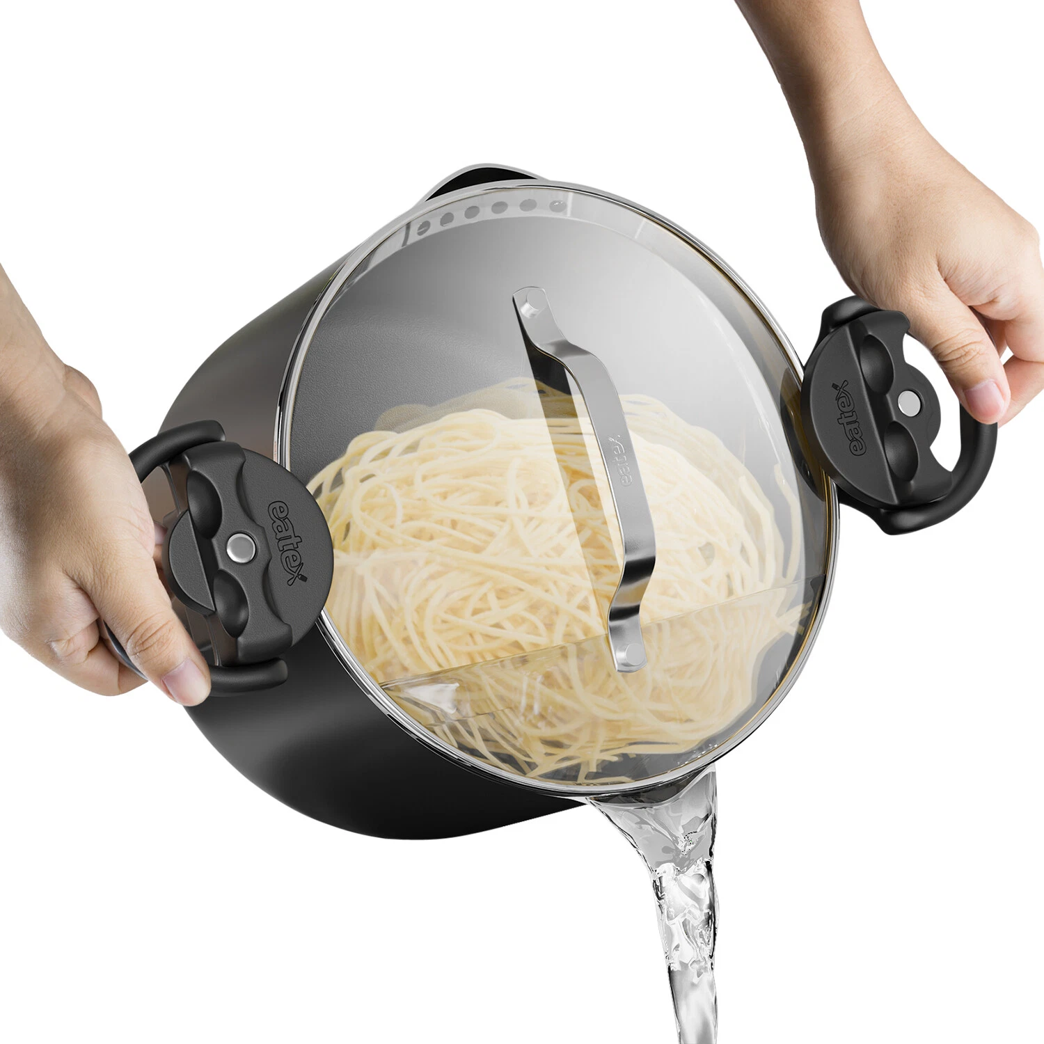 Nonstick Ceramic Pasta Pot with Strainer Lid, 5 Quart Multipurpose Stock Pot