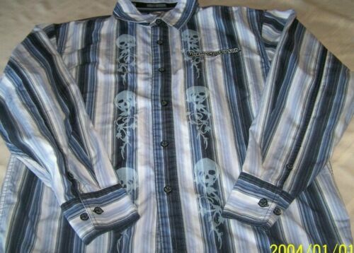 Harley-Davidson Las Vegas Babe Bike Flames Gray Work Shirt, S