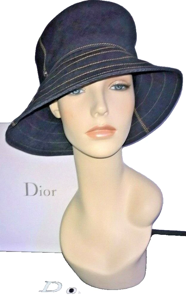 CHAPEAU AUTHENTIQUE CHRÉTIEN DIOR NEUF TAILLE 58 BLEU MARINE FABRIQUÉ EN FRANCE
