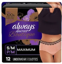 Always Discreet Boutique Maximum Protection Underwear Size S/M - 12 Count