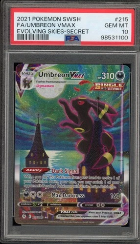 Pokemon Umbreon VMAX Evolving Skies Secret Rare Full Alt Art #215 PSA 10