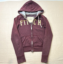 Abercrombie Fitch Women s Purple Full Zip Fleece Logo Hoodie Pockets Sz S