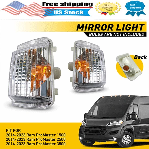 Mirrors Clear Turn Signal Light Cover Fit 2014-2023 Ram ProMaster 1500 2500 3500