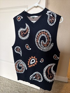 Malbon Golf Vest Paisley Navy Blue Small