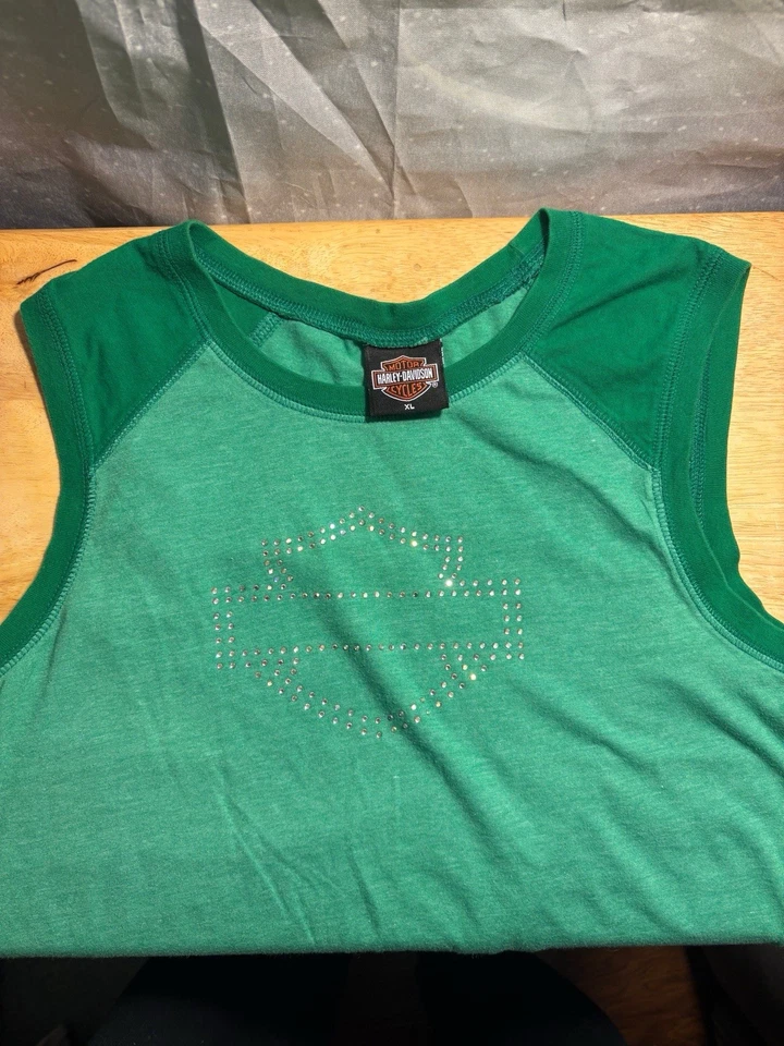 Camiseta sin mangas Harley Davidson para mujer sin mangas bordada cómoda linda elegante vintage N Foto 2 de 4