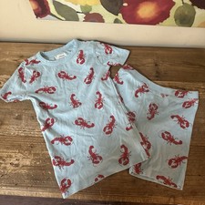 Crew Cuts Lobster PJ Sleepwear Set Short Sleeve Cotton Lt. Blue Child Size 6