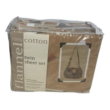 NEW NIP FLANNEL SHEET SET TWIN Bed Bath & Beyond 100% Cotton Fly fishing Y2K