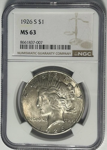 1926 S PEACE  DOLLAR NGC MS 63