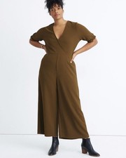 Madewell Olive Green Crepe Crossover Wide Leg Jumpsuit - Size - XL - NWT