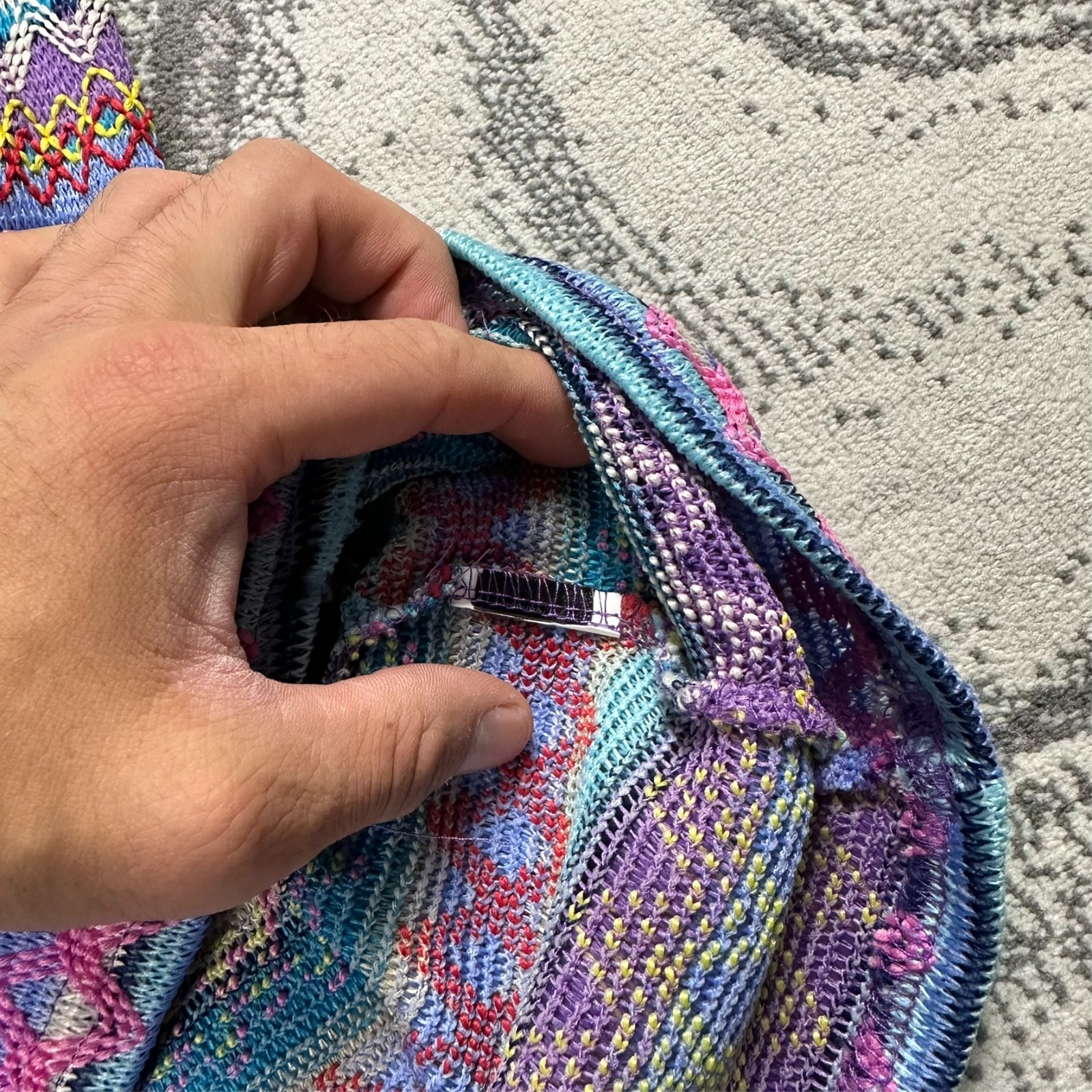Women's Vintage Multicolour Fair Isle Geometric Aztec Large Crew Neck Knit Vest image 4