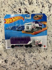 HOT WHEELS 1:64 TRACK FLEET SERIES CAGED CARGO TRUCK AND TRAILER NEW SEALED!!!!!