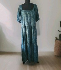 Faherty Somerset Green Floral Maxi Dress Boho Organic Cotton Cottagecore Size L
