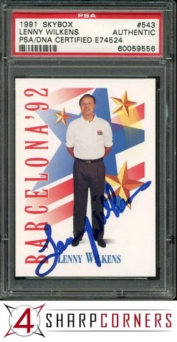 1991 SKYBOX USA #543 LENNY WILKENS HOF PSA AUTHENTIC DNA AUTO