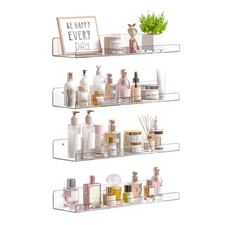 Acrylic Shelves for Bathroom Storage, 15" Floating Shelves Wall Organizer for...