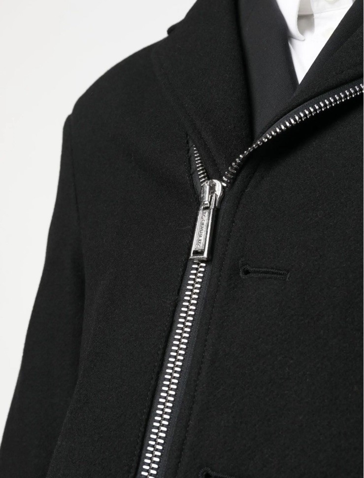 DSQUARED2 Coat Biker Jacket Wool Leather Trim Zip Black IT44 US12 LG RRP £1,595 image 6