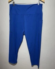 Boutique Capri Leggings 2XL Blue Stretch Pants Pockets High Waist Soft