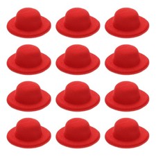 12Pack 2.3 Inch Mini Formal Hats Miniature Doll Hats for Crafts, Red