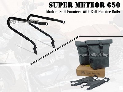Original Royal Enfield Super Meteor 650 '' Gepäcktasche Schienen & Weich Schwarz