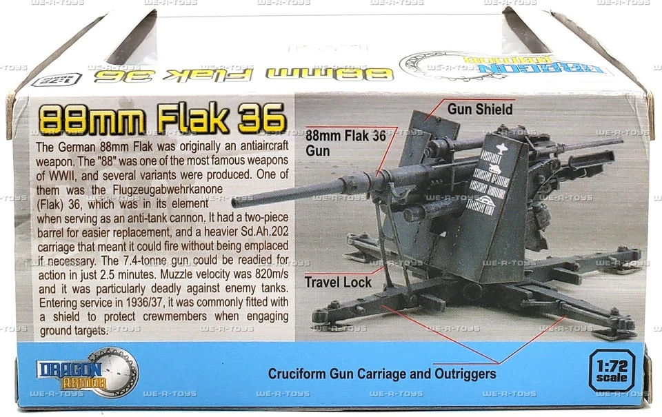 Dragon Armor 88mm Flak 36 1:72 Scale Vehicle 2012 Dragon Models #60630 - Image 4 of 4