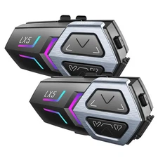 LX5 Helmet Bluetooth Headset with Intercom, Bluetooth 5.3, Smart Noise Reduct...