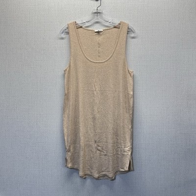 Skin Ribbed Tank Dress Womens 3 Tan Pima Cotton Modal Mini Scoop Neck Minimalist