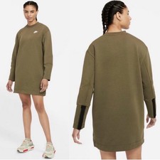 Nike Women's Tech Fleece Long Sleeve Dress XXL Green Sweatshirt Zip Sleeve