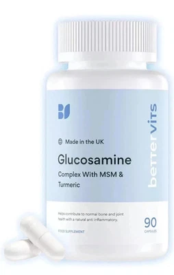 BRANDED Bettervits Glucosamine Complex With MSM & Turmeric 90 Capsules Free Postage