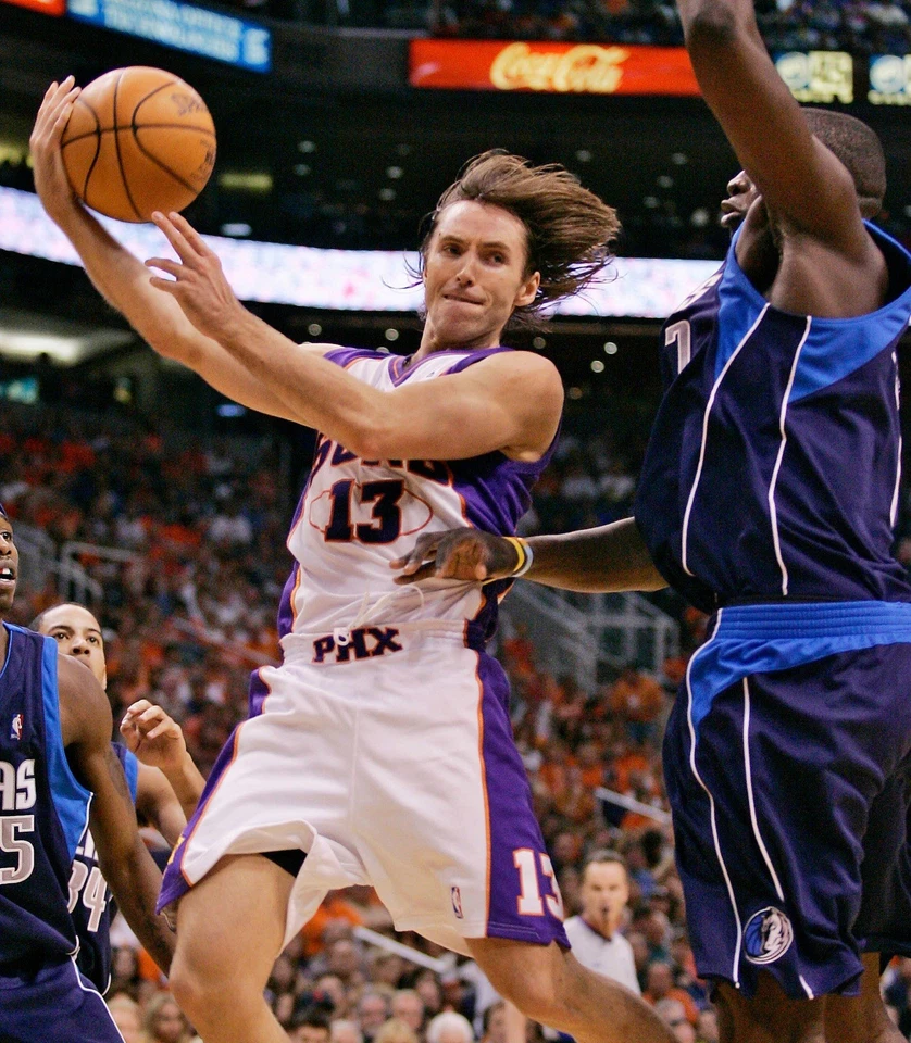 Parche de cubierta superior Steve Nash 2005-06 🔥 1/1 camiseta corta usada en juegos soles patio Foto 2 de 4