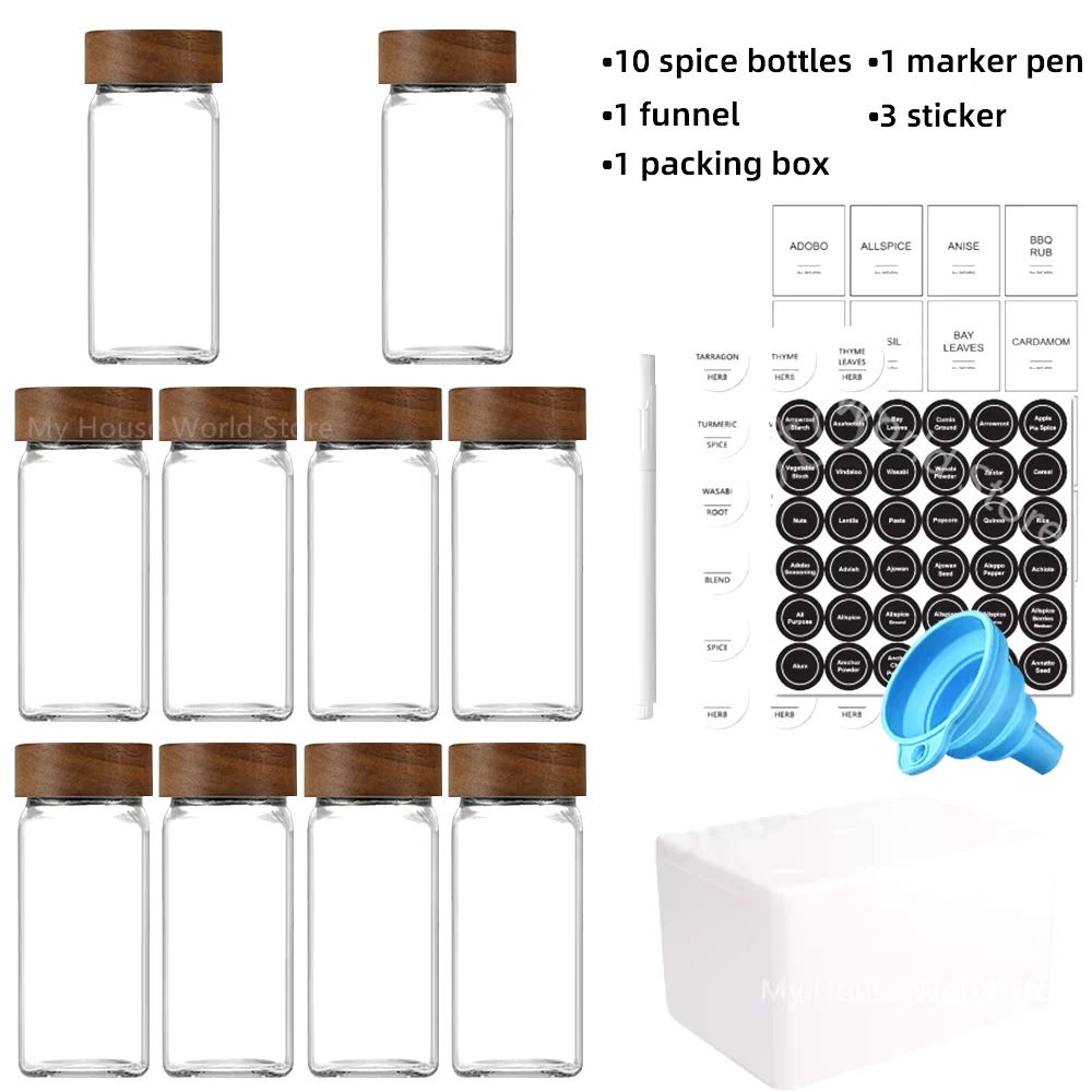 13Pcs Glass Spice Jars with Bamboo Lids 4Oz Glass Jars