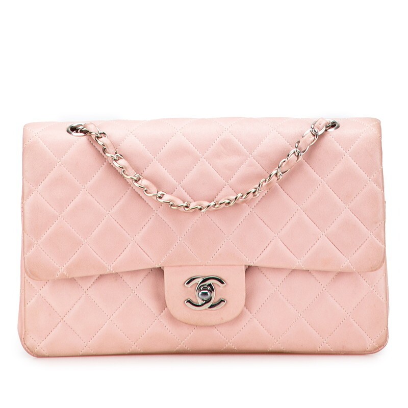 Chanel Matelasse Double Flap Coco Mark Chain Shoulder Bag Pink Lambskin 467027
