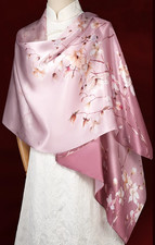 100 Silk mulberry Scarf Women neckerchief Shawl Wrap floral pink red HD1-77