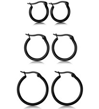 3 Pairs Stainless Steel Hoop Earrings Set Cute Huggie Earrings for Women,12MM,15