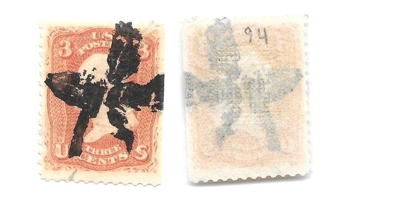 Scott 94, 3c Washington, "DANCING MAN in TURKISH COSTUME" cancel, F grill, NICE