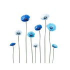 <!--F#f_0-->9pc A.FRESCO Powder Coated Metal Flower Stakes Set Garden Decor Poppy Blue<!--F/-->