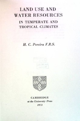 Land Use and Water Resources in temperate and tropical climates Pereira, Charles