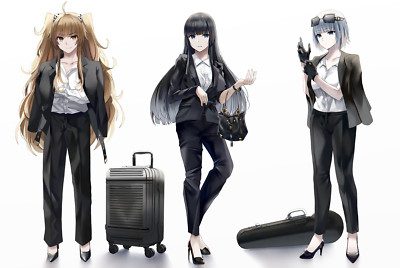 Anime girls digital art artwork 2d nicky w business suit Play Gaming Mat Desk