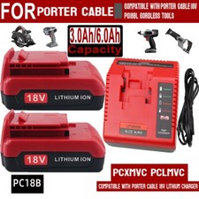 3.0/6Ah 1/2Pcs Replace For Porter Cable 18v Battery PC18B PCC489N PCMVC/Charger