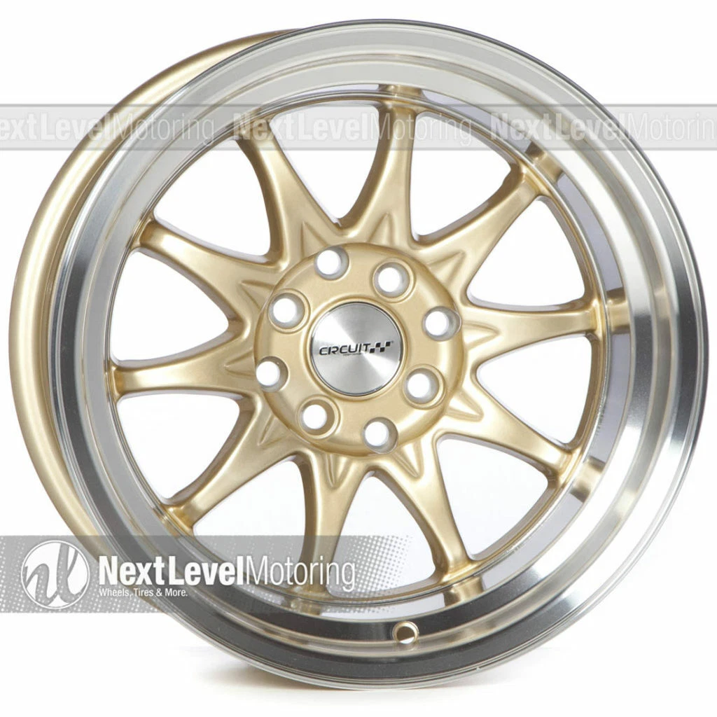 Circuit Performance CP29 15x8 4-100 4-114.3 +0 Gold Wheels Rims 
