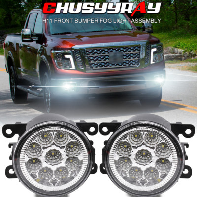 PAIR Front Fog Light Lamp For Nissan Titan XD 2016 2017 2018 2019 Replacement US