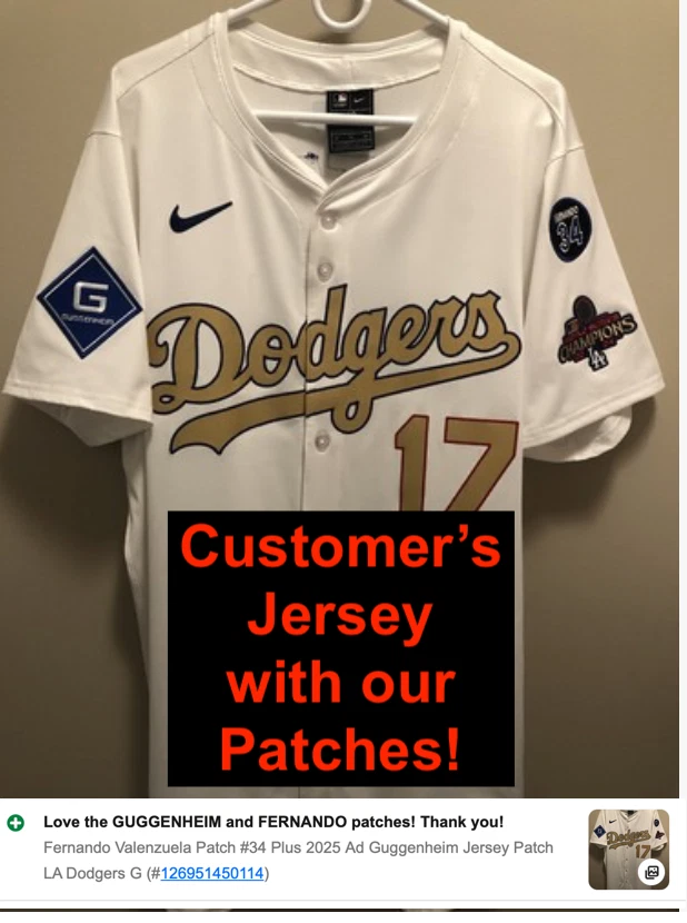 Fernando Valenzuela Patch #34 Plus 2025 Ad Guggenheim Jersey Patch LA Dodgers G - Image 3 of 4