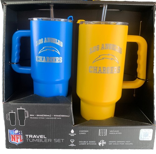 NFL Los Angeles Chargers ~ Tumbler Sets ~Yellow 40oz & Blue 24oz ~ NEW